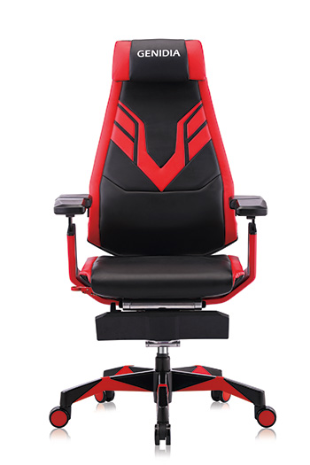 Ergonomic gaming chair front view red