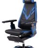 Front left view of Genidia ergonomic gaming chair in blue
