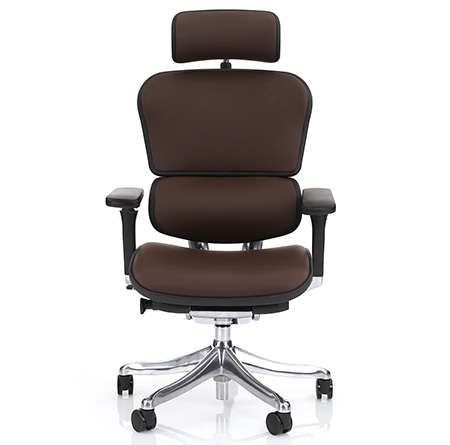 Ergohuman dark brown leather ergonomic chair front view