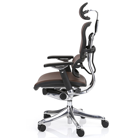 Ergohuman dark brown leather ergonomic chair right side view
