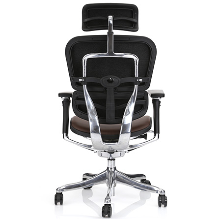 Ergohuman dark brown leather ergonomic chair rear view