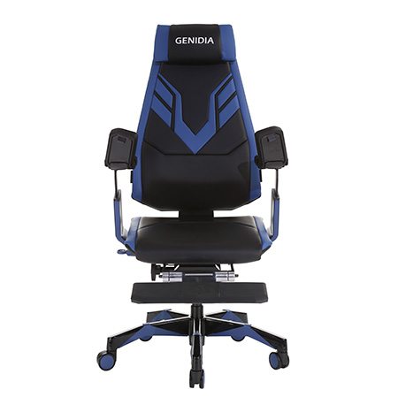Genidia gaming chair black and blue front view